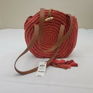 NWT INC Crochet Straw Circle Handbag